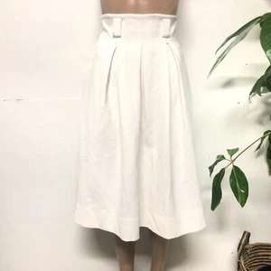 Forcast White Midi High Waisted Pleat Skirt Size 4 - Picture 1 of 7