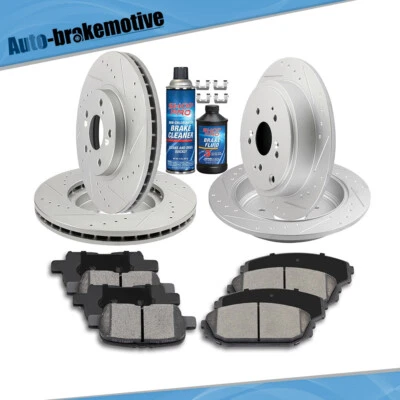 FRONT & REAR DRILLED ROTORS + CERAMIC BRAKE PADS FOR 2003-2007 2008 HONDA PILOT Foto 1 de 4