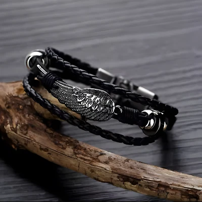 Flügel Leder Armband – Symbolisches Armband mit Flügeln – Zeichen für Freiheit - Bild 1 von 4