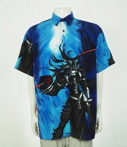 MT:2 Button Down Hemd Herren XL Blau Samurai Anime Vintage Y2K Asian Manga Warrior - Bild 1 von 4