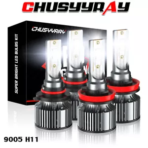 LED Headlights 9005 High Beam H11 Low Beam Bulbs Super Bright 12000K Xenon White - Picture 1 of 13