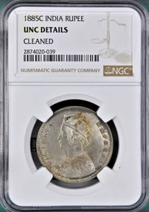 British India 1885(C) Rupee NGC UNC Details - Cleaned - Picture 1 of 2