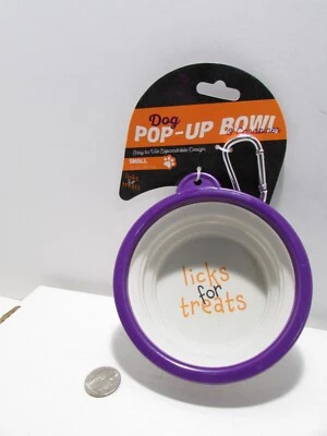 Cuenco Pop-Up Portátil para Perros Nuevo en Paquete 13-oz 2022 Doghaus "Licks for Treats" Foto 1 de 4