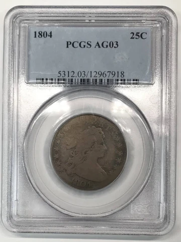 1804 P Draped Bust Quarter Dollar PCGS AG-3 Cover