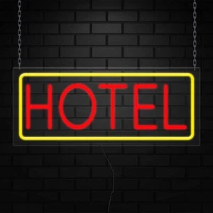 Hotel Neon Sign for Retail Displays | LED Flex Neon | 24"W x 10"H x 1"D - Picture 1 of 5