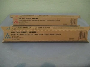 Genuine Ricoh Savin Lanier Type MP C2550 C9025 LD525C Toner 2 Color Cyan Magenta - Picture 1 of 1