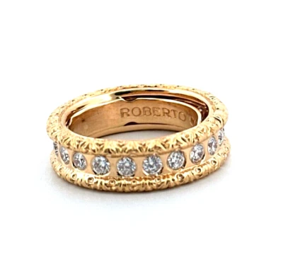 Roberto Moneda Cento Florentino Oro Amarillo 18K y Diamantes Banda Eternidad Talla 9 Foto 1 de 4