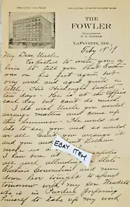 1919 LaFayette Indiana Fowler Hotel H. H. Dunbar fireproof circulating ice water - Picture 1 of 2