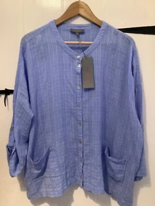 Sahara lovely Lilac linen loose summer blouse size M roll up sleeve NWT - Picture 1 of 10