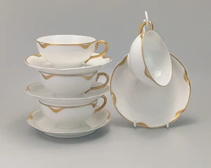 Set of 4 Limoges Teacups Silver Anniversary pattern by Haviland - Picture 1 of 12