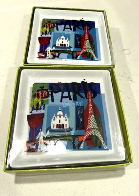 Crate & Barrel 12 Travel Plates New Paris-London-Tokyo-Barcelona-Venice New York - Image 1 of 4