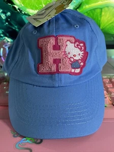 2024 Sanrio Hello Kitty Blue Baseball Hat Cap Pink Embroidered H Adjustable - Picture 1 of 8