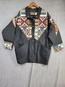 VINTAGE DAVID JAMES TRIBAL BOMBERJACKE LARGE DAMEN SCHWARZ AZTEKEN WESTERN USA - Bild 1 von 9