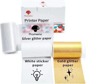 3Roll Phomemo Adhesive Thermal Sticker Paper for Thermal Sticker Printer M02/T02 - Picture 1 of 9