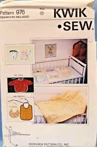 KWIK SEW 976 BABY QUILT ORGANIZER TOOTH FAIRY & PILLOW BIBS PIC UNCUT PATTERN - Picture 1 of 2