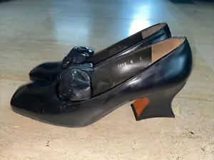 Vintage Lady Mcguire Schuhe schwarz Größe 10 C hergestellt in Spanien klobiger Absatz - Bild 1 von 10