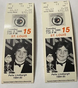 Pair of 1986  FLYERS TICKETS- BRIAN PROPP ONLY FOUR (4) GOAL GAME PELLE PHOTO - Picture 1 of 1
