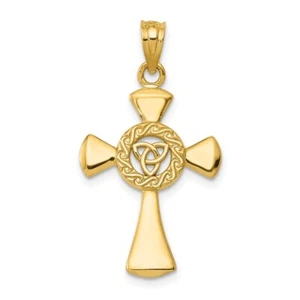 14k Yellow Gold Celtic Cross Pendant Gift For Women - Picture 1 of 4