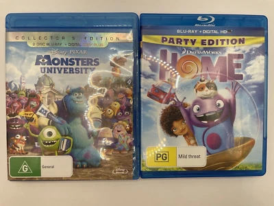 Monsters University & HOME Party Edition - Kids 3D Animated Movie Bluray Lot - Image 1 of 4