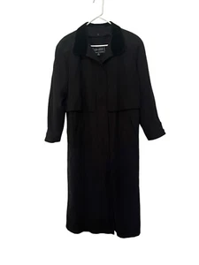 Vintage Gallery Size 8 Black Lined Trench Coat With Removable Lining  - Picture 1 of 9