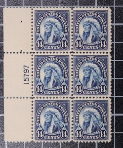 Scott 565 14 Cents Indian MNH Plate LEft Block Of 6 Plate # 15797 SCV $120.00 - Picture 1 of 2