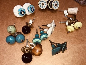19 Set Anthropologies Cabinet Dresser Drawer Pulls Ceramic Wood $100+ - Picture 1 of 9
