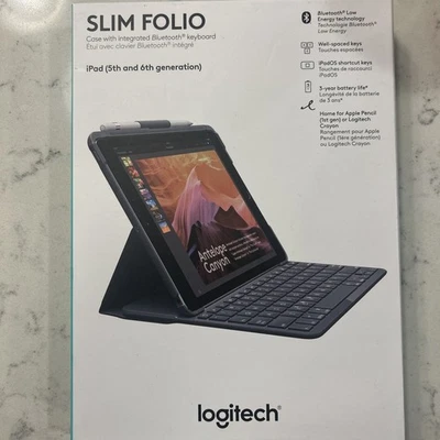 Logitech Slim Folio Keyboard Case for Apple iPad 5th/6th Gen. - Black - Image 1 of 2