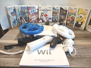 WII Nintendo Konsole RVL-001 Bundle mit 9 Spielen u.a. Mario Kart - Bild 1 von 11