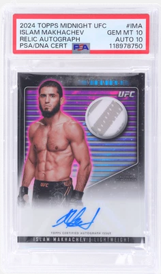 2024 Topps Midnight UFC Islam Makhachev Relic Auto #RCAIMA PSA 10/10 - Image 1 of 2