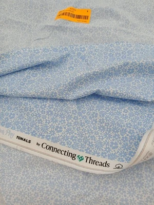 Connecting Threads Quilting Cotton Painted Daisies Glacier 43" x 72" Blue N7259 - Image 1 of 4