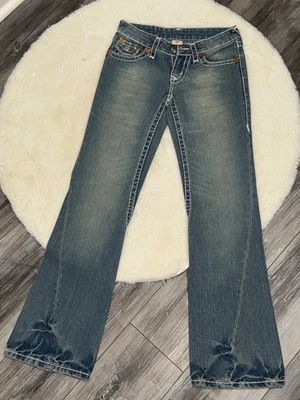 True Religion Joey Low Rise Flare Distressed Jeans Womens Size 26 Flap Pockets - Image 1 of 4