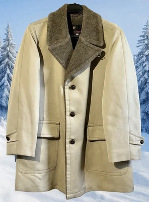 Vtg Mens Winter Shepards Coat Faux Fur 1970s Richman Brothers Long Tan Brown 42 - Image 1 of 4