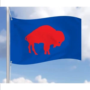 Roter Büffel blaue Flagge, Buffalo Man Cave 3' mal 5' Flagge, Büffel Fan Geschenk - Bild 1 von 1