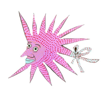 BURNLEY CUTOUT  ART OUTSIDER ORIGINAL TOUCH ME KNOT TIN FOLK  sign PAINTING  - Image 1 of 2