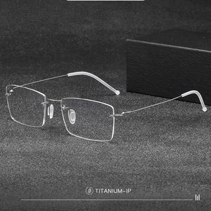 Rahmenlose Brille Matel Gestell Ultraleicht Stylisch Eckig Brille Unisex - Bild 1 von 16