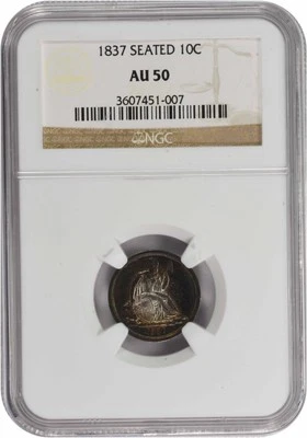 1837 Liberty Seated Silver Dime No Stars AU50 NGC - Image 1 of 4