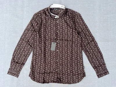 John Varvatos Mens M Slim Fit Ross Floral Button Up Shirt, Wine - Image 1 of 4