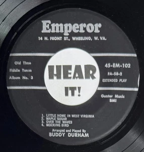Bluegrass Old Time EP 45 BUDDY DURHAM Little Home West Virginia +6 EMPEROR hear - Picture 1 of 2