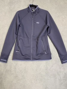 REI Co-op Jacket Mens Medium Gray Polartec Full Zip Grid Fleece Outdoor Hiking - Picture 1 of 16