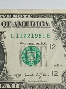 2021 $1 L SAN FRANCISCO BEP L-E TRUE BIRTHDAY NOTE NOVEMBER 22 1981 (L11221981E) - Picture 1 of 8