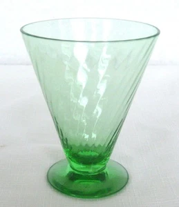 Anchor Hocking Spiral Green Depression Footed Glass Tumbler or Goblet - Picture 1 of 6