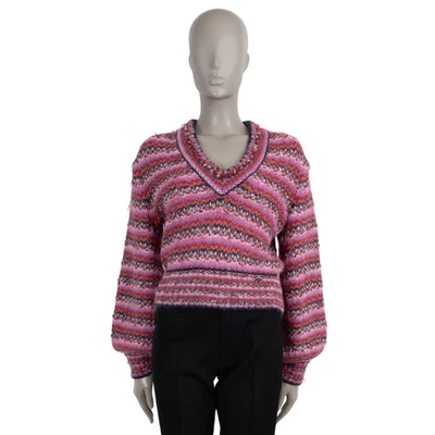 72173 Auténtico Suéter CHANEL Rosa Alpaca 2022 FLORENCIA RAYAS CUELLO EN V 36 XS Foto 1 de 4