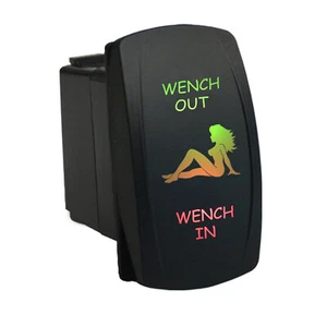 WENCH OUT WENCH IN 6B53GRM Rocker Switch 12V Momentary LED green red 12V 20A - Imagen 1 de 1