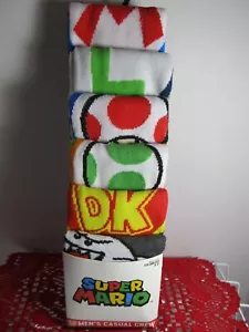 Mens Super Mario Nintendo Sock 6 Pair CREW SOCKS SIZE 8-12 Bioworld Novelty - Picture 1 of 5