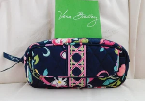 VERA BRADLEY Small Mirror Zip Cosmetic Case - Ribbons Navy Blue - Excellent Cond - Picture 1 of 6
