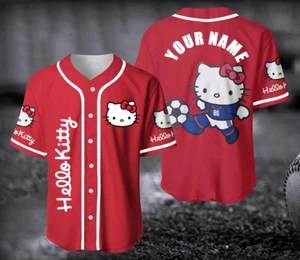 Hello Kitty Football Jersey Shirt, Custom Hello Kitty Baseball Jersey - Picture 1 of 3