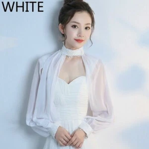 Lady Shrug Bolero Cape Wraps Shawl Stole Chiffon Lace Bride Bridal Wedding Fairy - Picture 1 of 21