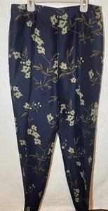 Pantalone seta donna taglia 10 blu navy floreale Amanda Smith - Foto 1 di 7