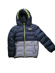 Under Armour ColdGear Loose Puffer Coat (Boys’ Size 6) Black Gray - Picture 1 of 4