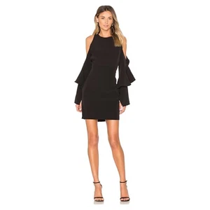 Bardot Size 12 Ophelia Dress Mini Sheath Open Shoulder Ruffle LBD Cocktail - Picture 1 of 12